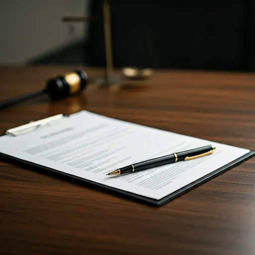 Close up of pen and legal document